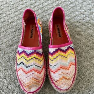 Missoni Multicolor Zigzag Espadrilles with Pink Trim